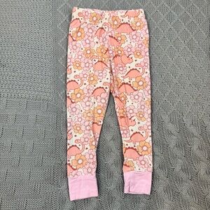 Caden Lane Dinosaur Floral Girls Pajamas - Pink and Yellow 12-18M
